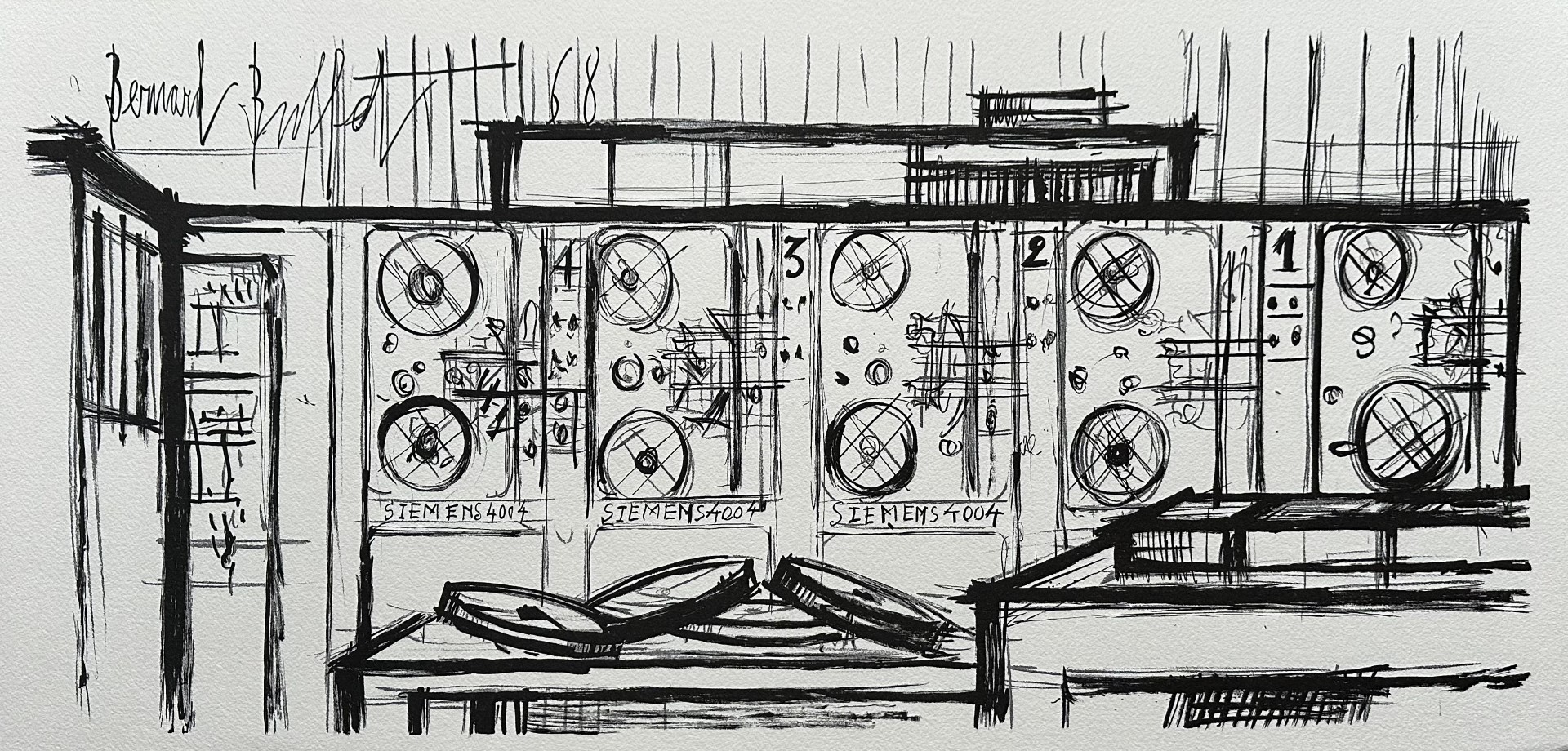 Ordinateur, Siemens #4 (1968) - Bernard Buffet – Image 1