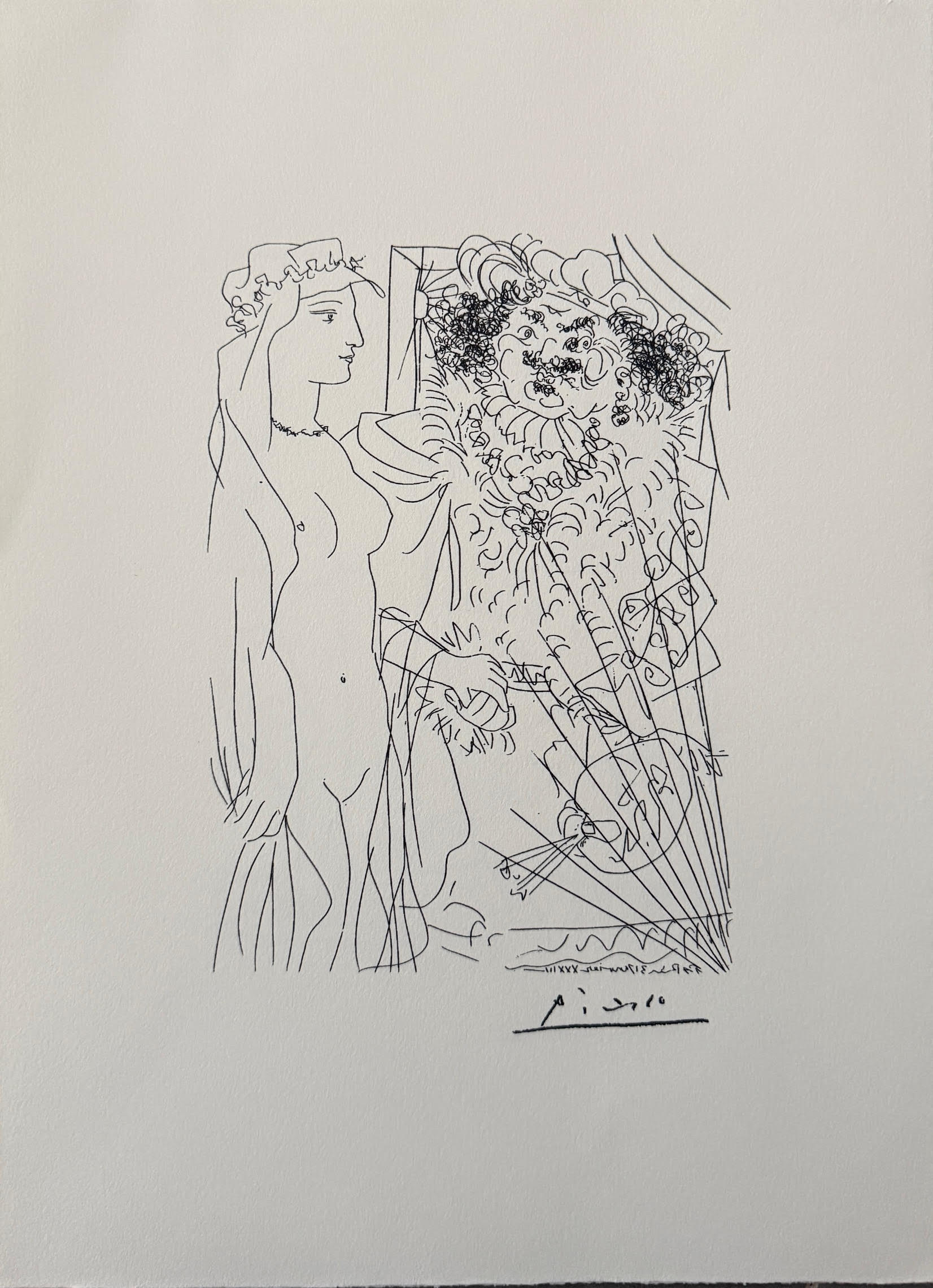 Rembrandt Tenant par la Main une Jeune Femme au Voile - Pablo Picasso – Image 1