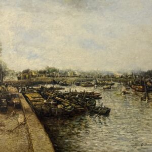 Chemin de Campagne Sous Ciel Nuageux - Edouard Guilleux  Xx