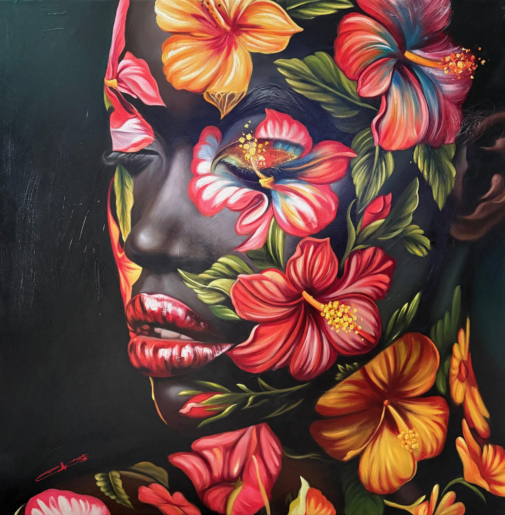 Portrait Feminin aux Fleurs - Jack Gage – Image 1