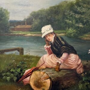 Femme Assise dans la Nature - Xxe Ecole Moderne