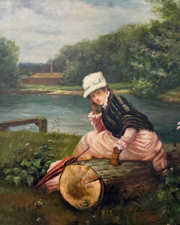 Femme Assise dans la Nature - Xxe Ecole Moderne