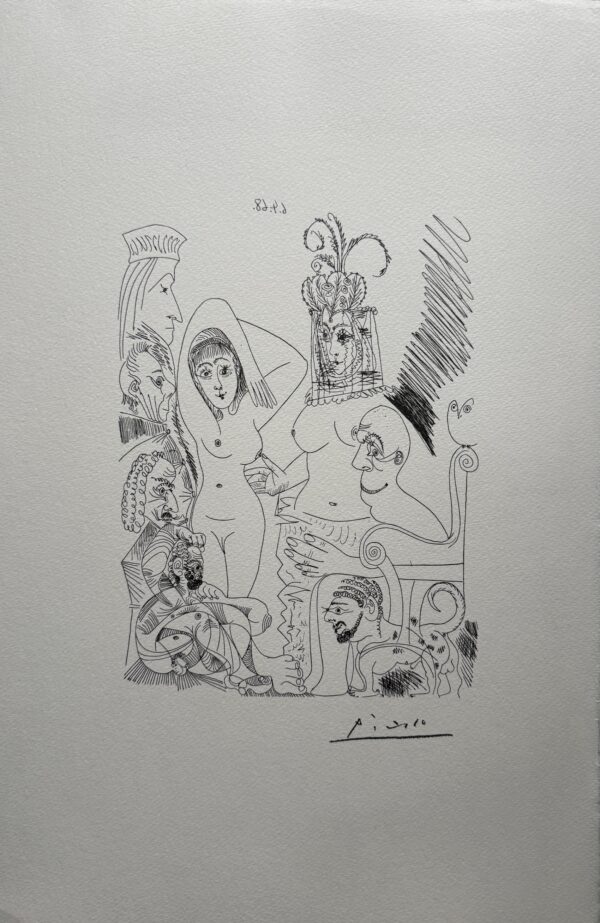 Homme Barbu Songeant À une Scène des Mille et une Nuits, avec Derrière Lui des Ancêtres Réprobateurs - Picasso Pablo