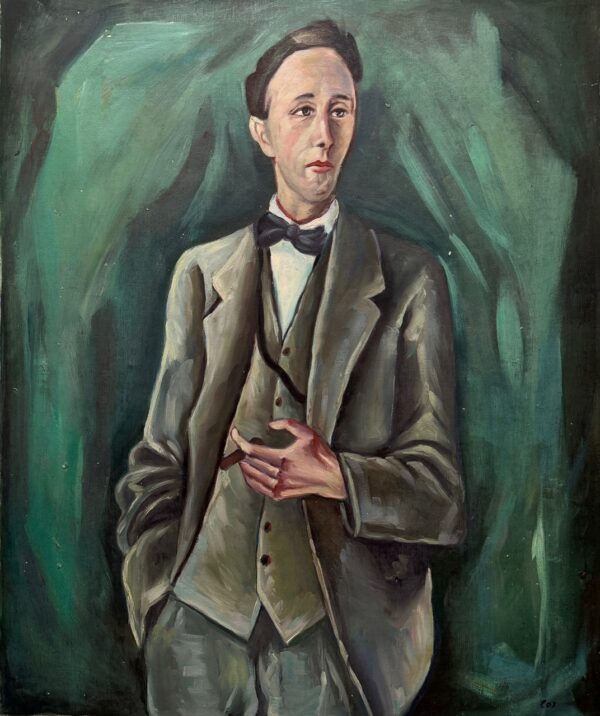 Portrait D’homme en Pied - Xxe Ecole Moderne