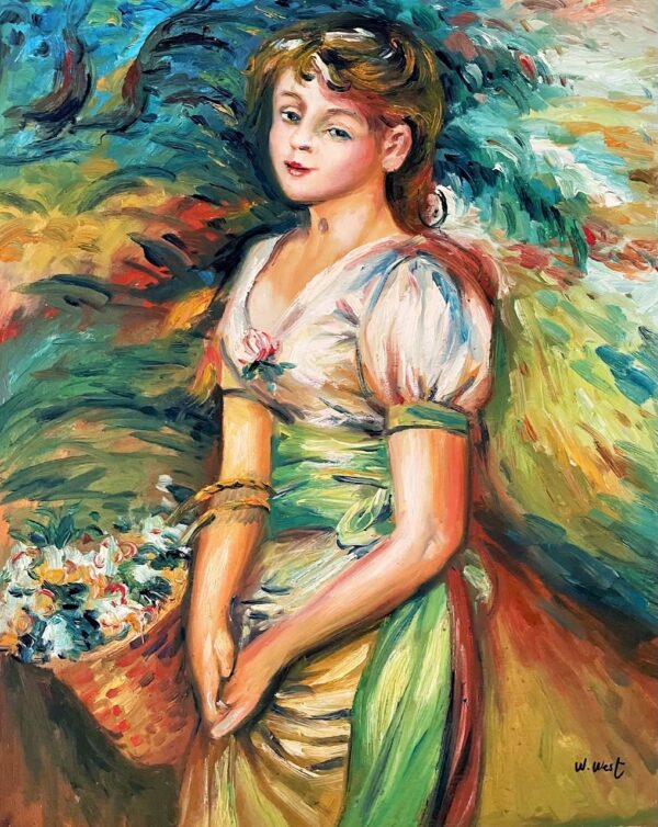 Jeune Fille au Panier de Fleurs - William West 20E Eeuw