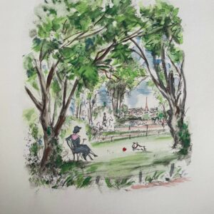 Chien Jouant au Ballon Rouge - André Dignimont