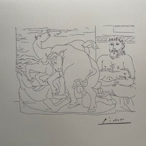 Le Repos du Sculpteur Devant le Taureau - Pablo Picasso