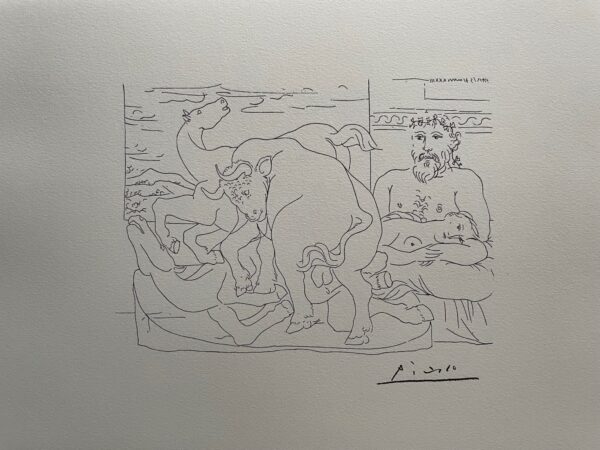 Le Repos du Sculpteur Devant le Taureau - Pablo Picasso