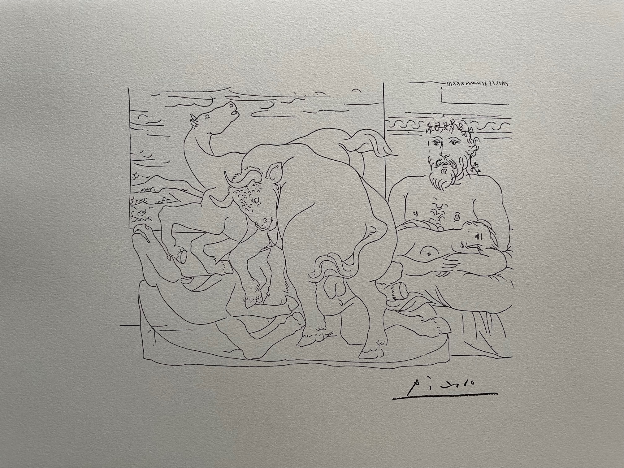 Le Repos du Sculpteur Devant le Taureau - Pablo Picasso – Image 1