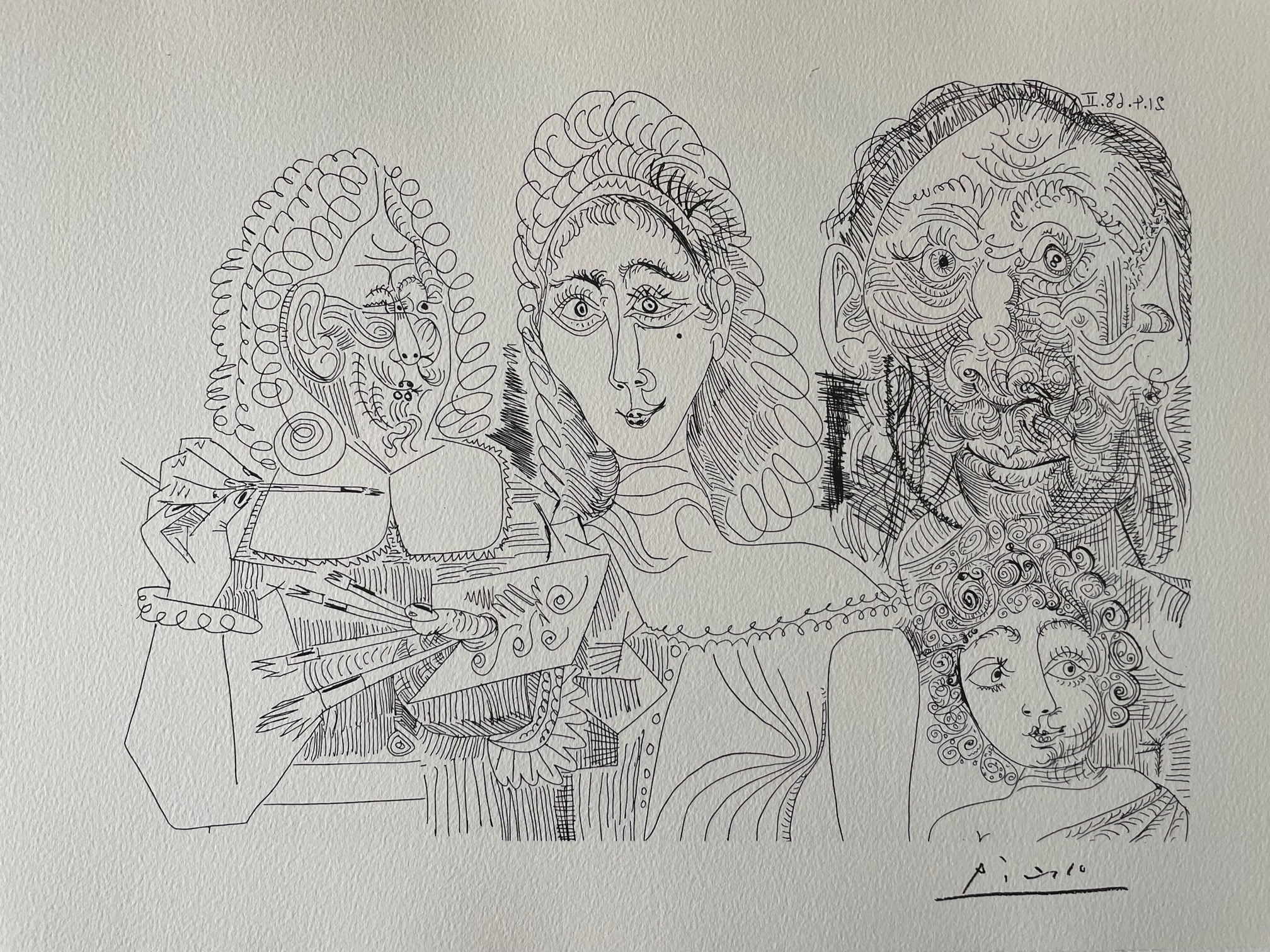 Peintre avec Couple  et Enfant 1968 - Pablo Picasso – Image 1