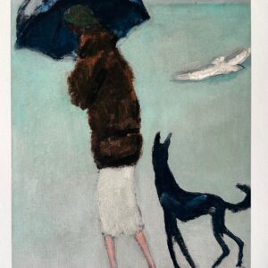 Premenade Femme et Son Chien Sous la Pluie A Cannes - Kees Van Dongen
