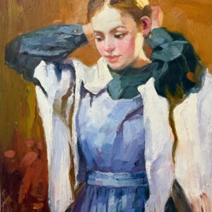 Jeune Femme au Ruban Bleu - 20E Eeuw Ecole Moderne