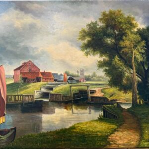 Paysage de Campagne avec Maison - 20E Eeuw Ecole Moderne