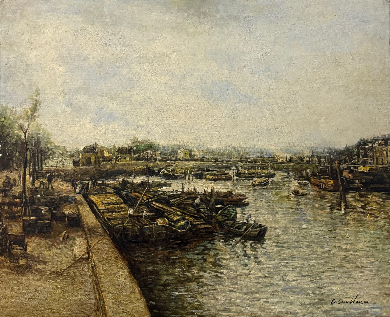 Chemin de Campagne Sous Ciel Nuageux - Edouard Guilleux  Xx – Image 1