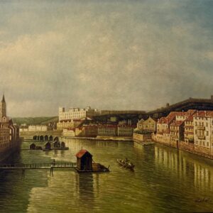 Ville Ancienne au Bord de la Rivière - Ecole Française Xxe