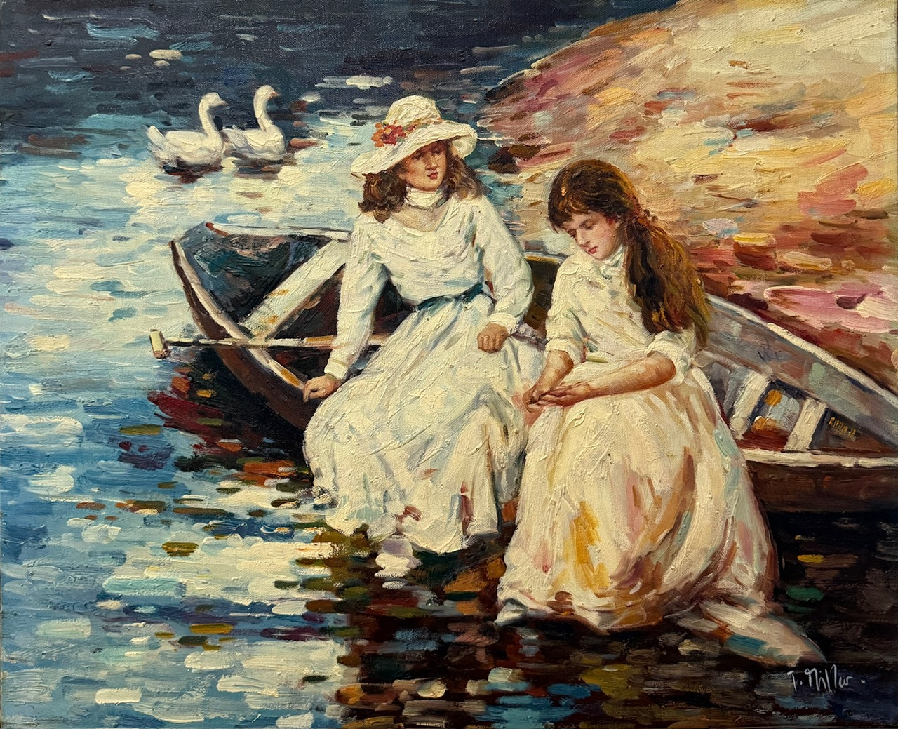 Femmes au Bord de la Mer - Ecole Française Xxe – Image 1