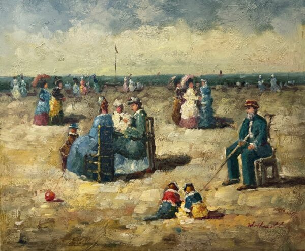 Scène de Plage Animée - Ecole Française Xxe