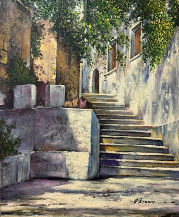 Escalier de Jardin Ombragé - Claude Xx Ème Siècle Kramer