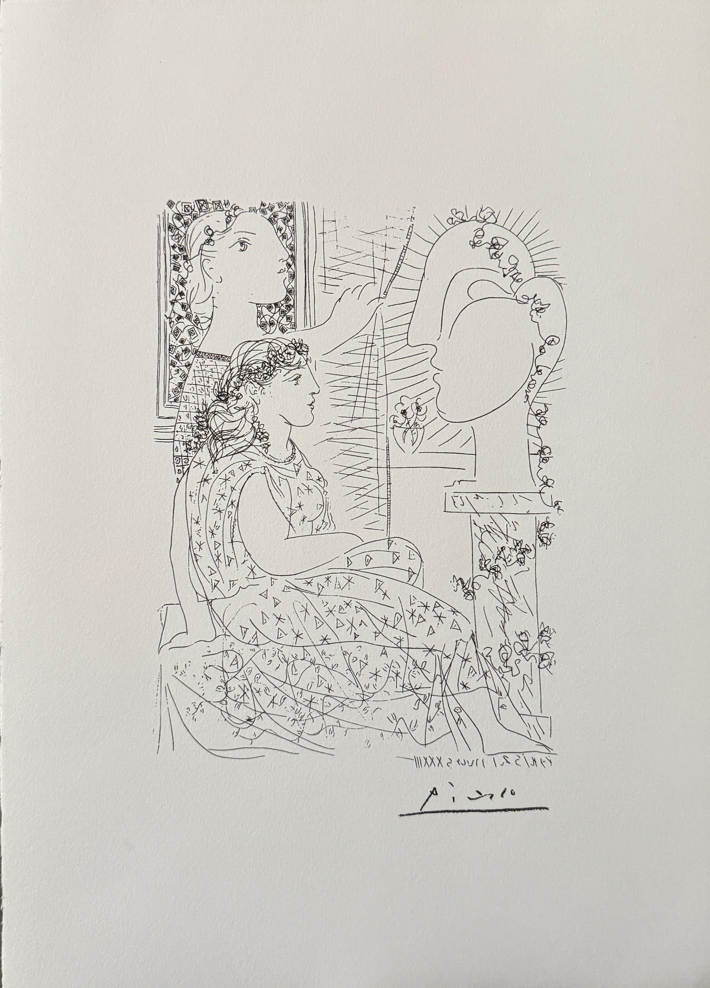Deux Femmes Regardant une Tête Sculptée - Pablo Picasso – Image 1