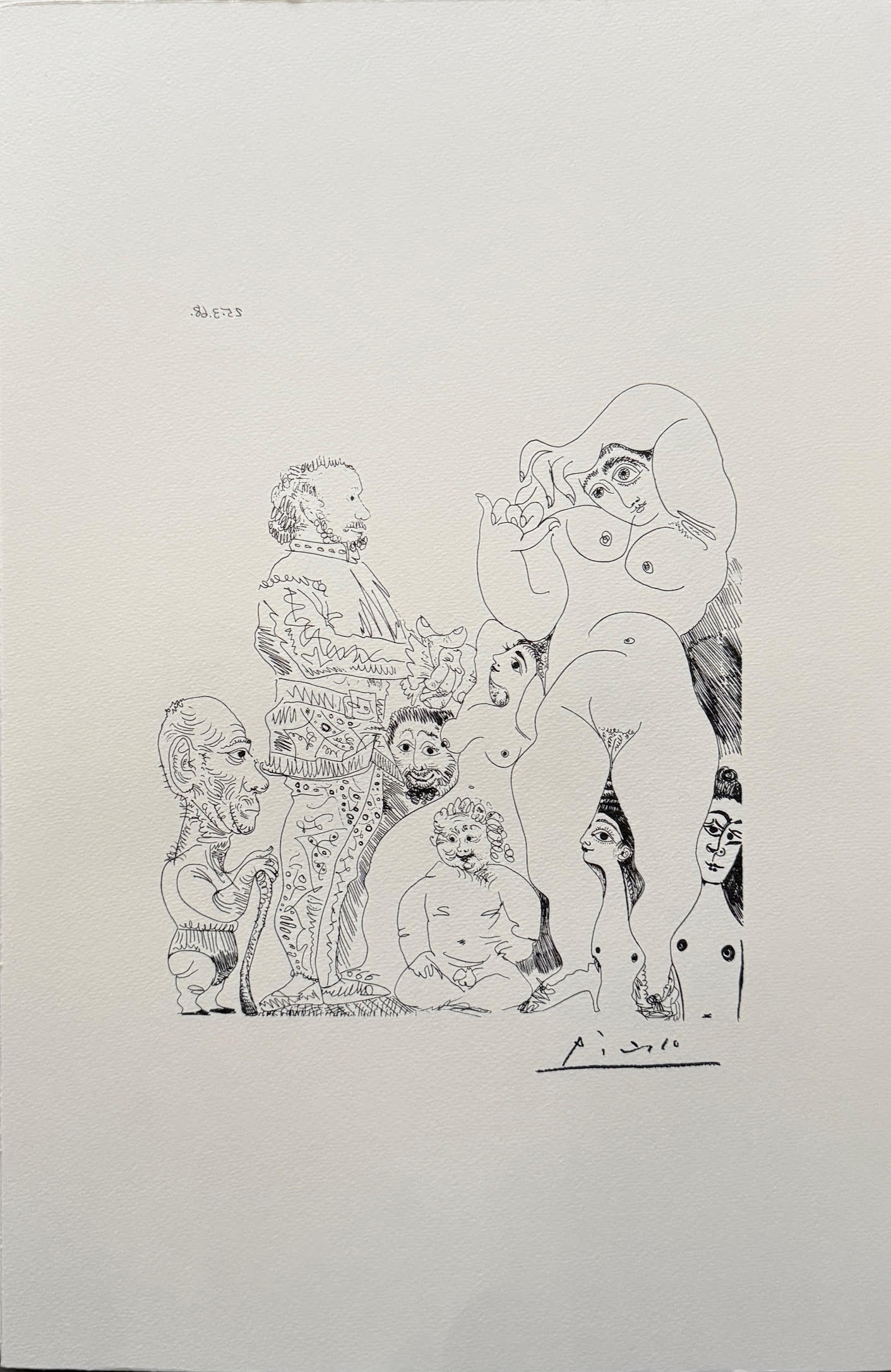 Autoportrait À la Canne, avec Comédien, Amour Replet et Femmes - Pablo Picasso – Image 1