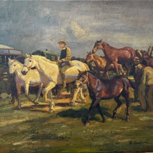Scène Rurale avec Chevaux - Ecole Française Xxe