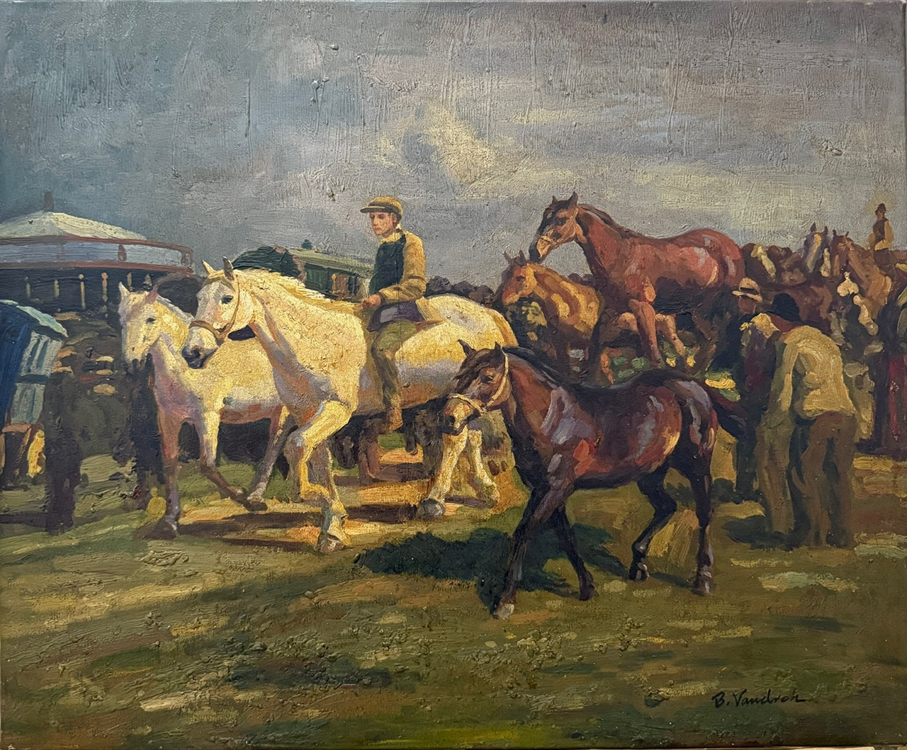 Scène Rurale avec Chevaux - Ecole Française Xxe – Image 1