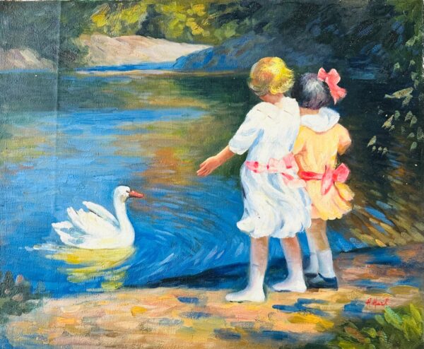 Jeune Filles au Bord du Lac - Henri Hart  Xxeme