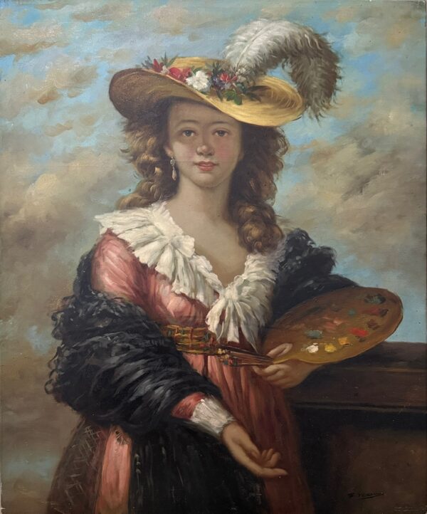 Portrait D’une Jeune Rousse au Chapeau - F Vernos  Xx