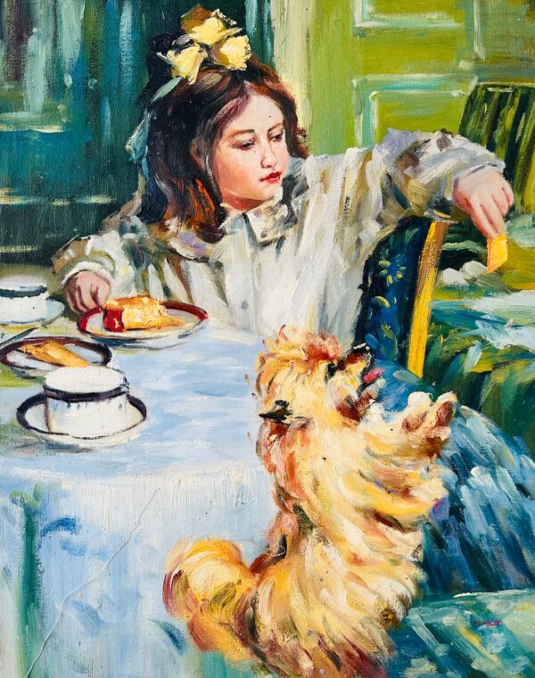 Jeune Fille avec Son Chien - Henri Hart Xxe