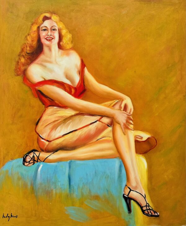 Jeune Rousse Pose sur un Drap Bleu - William Hodgkins
