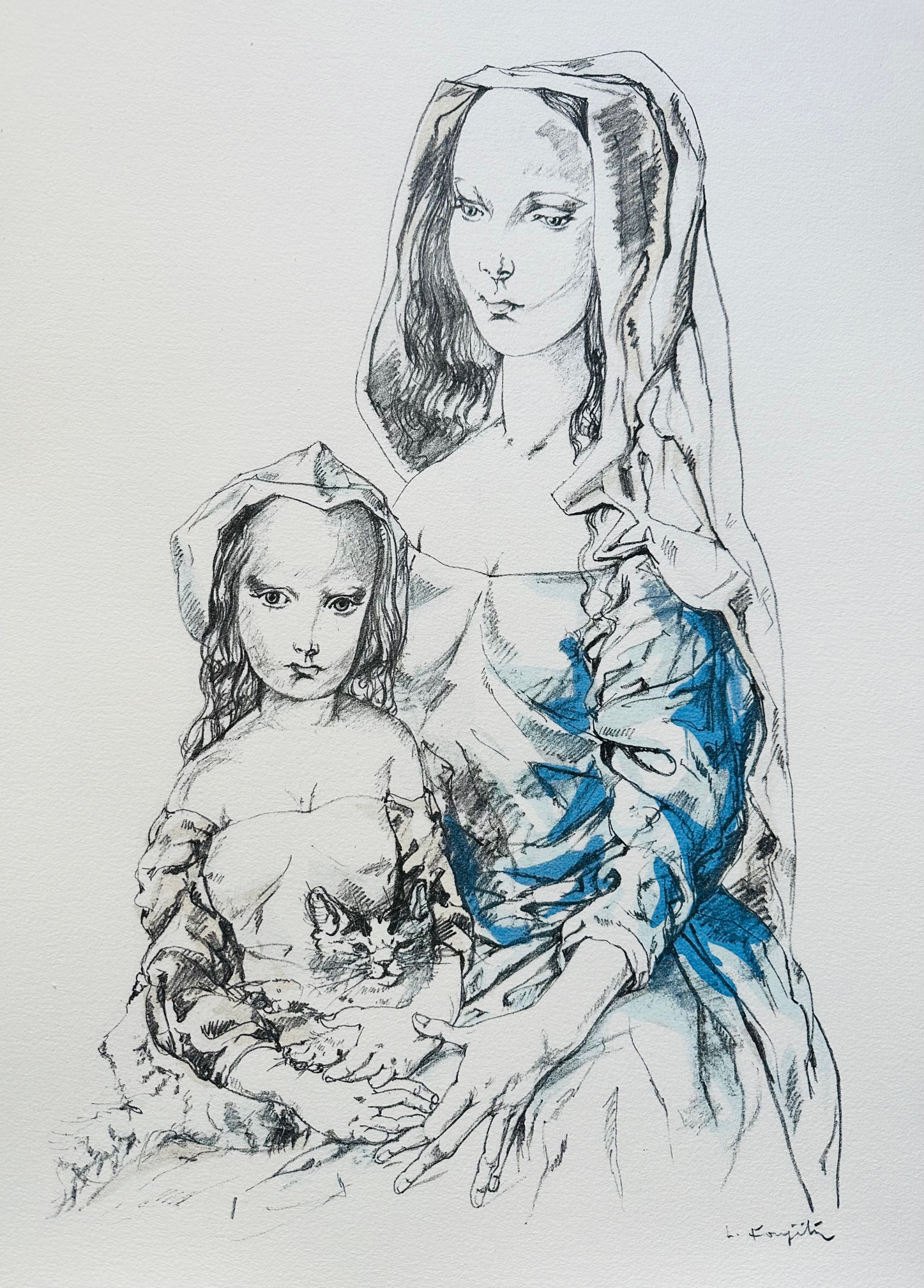 Femme et Enfant 1964 - Tsuguharu Léonard Foujita – Image 1