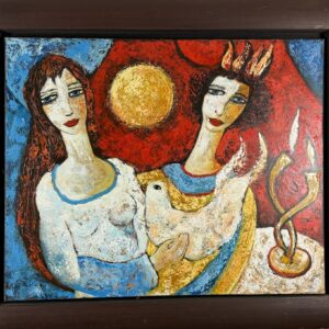 Femme A la Colombe au Chandelier - Julius Dresner
