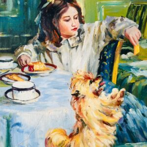 Jeune Fille avec Son Chien - Henri Hart  Xxeme