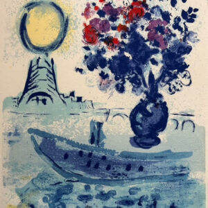 Le Vase Bleu À la Tour Eiffel - Marc Chagall