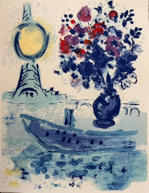 Le Vase Bleu À la Tour Eiffel - Marc Chagall