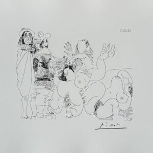 Jeune Seigneur Fantoche avec un Reître et Deux Femmes Nues - Pablo Picasso