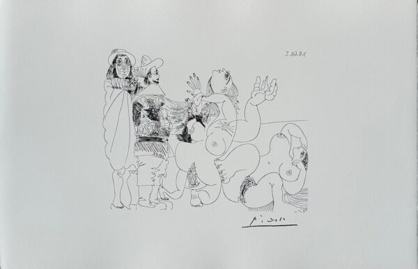 Jeune Seigneur Fantoche avec un Reître et Deux Femmes Nues - Pablo Picasso