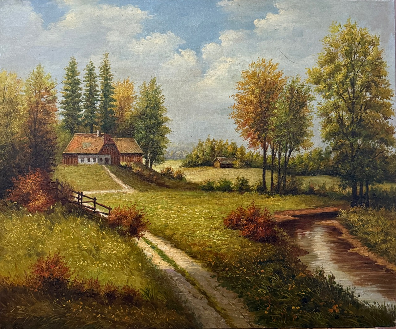 Paysage de Campagne au Printemps - 20E Eeuw Ecole Moderne – Image 1
