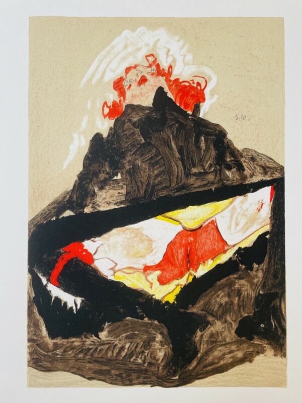 Fille Rousse aux Jambes Ecartees - Schiele Egon