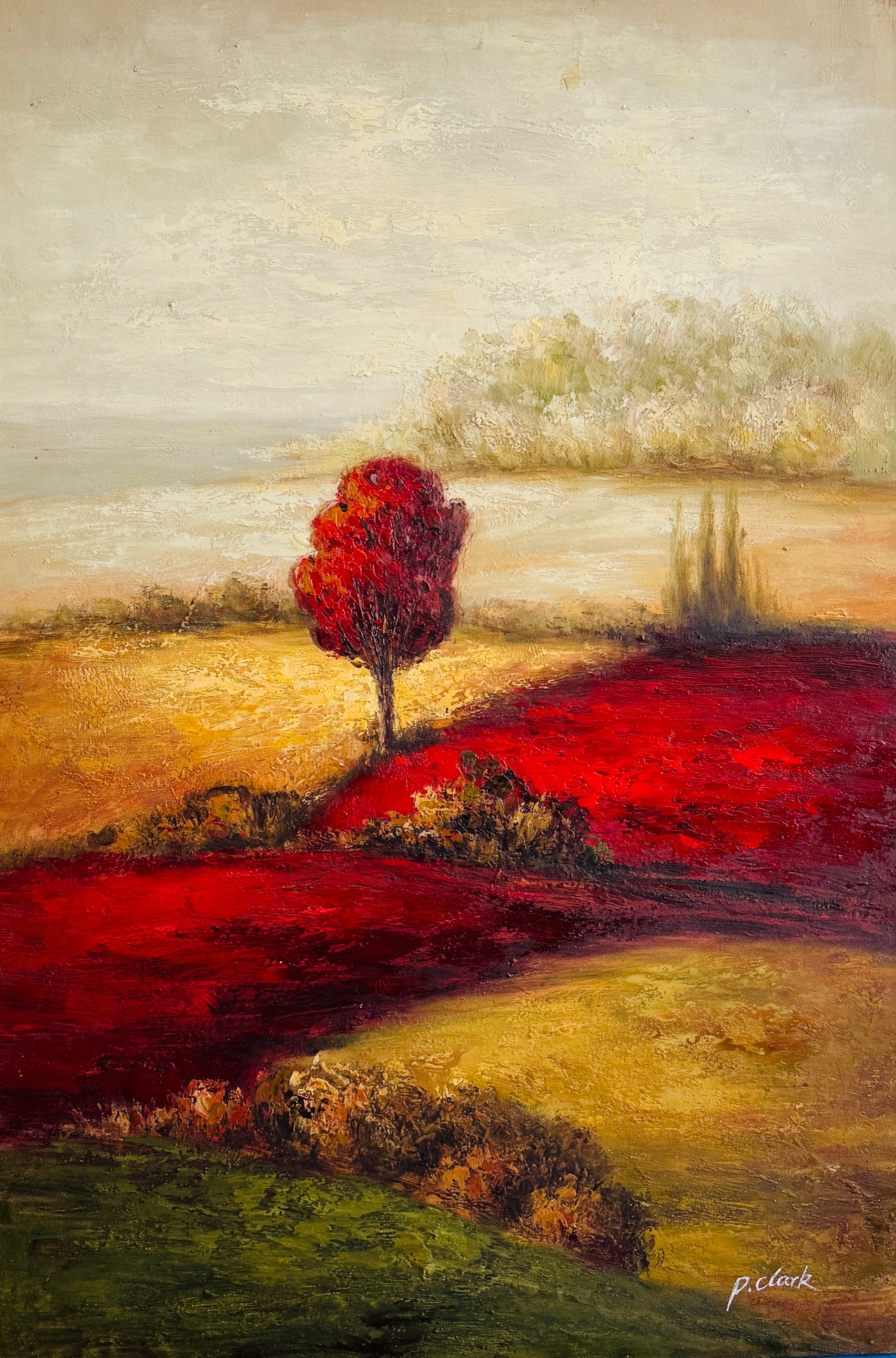 Champ Rouge, Horizon Calme - 20E Eeuw Ecole Moderne – Image 1