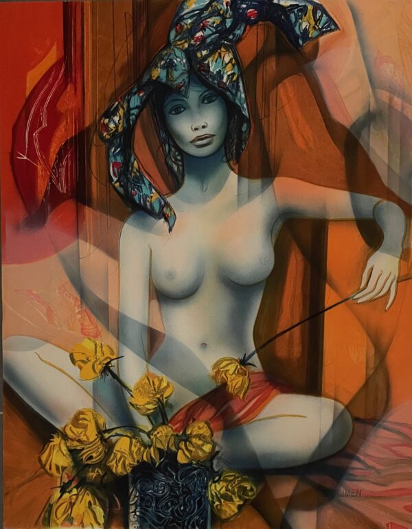 Nude With Flowers - Valadie Jean-Baptiste
