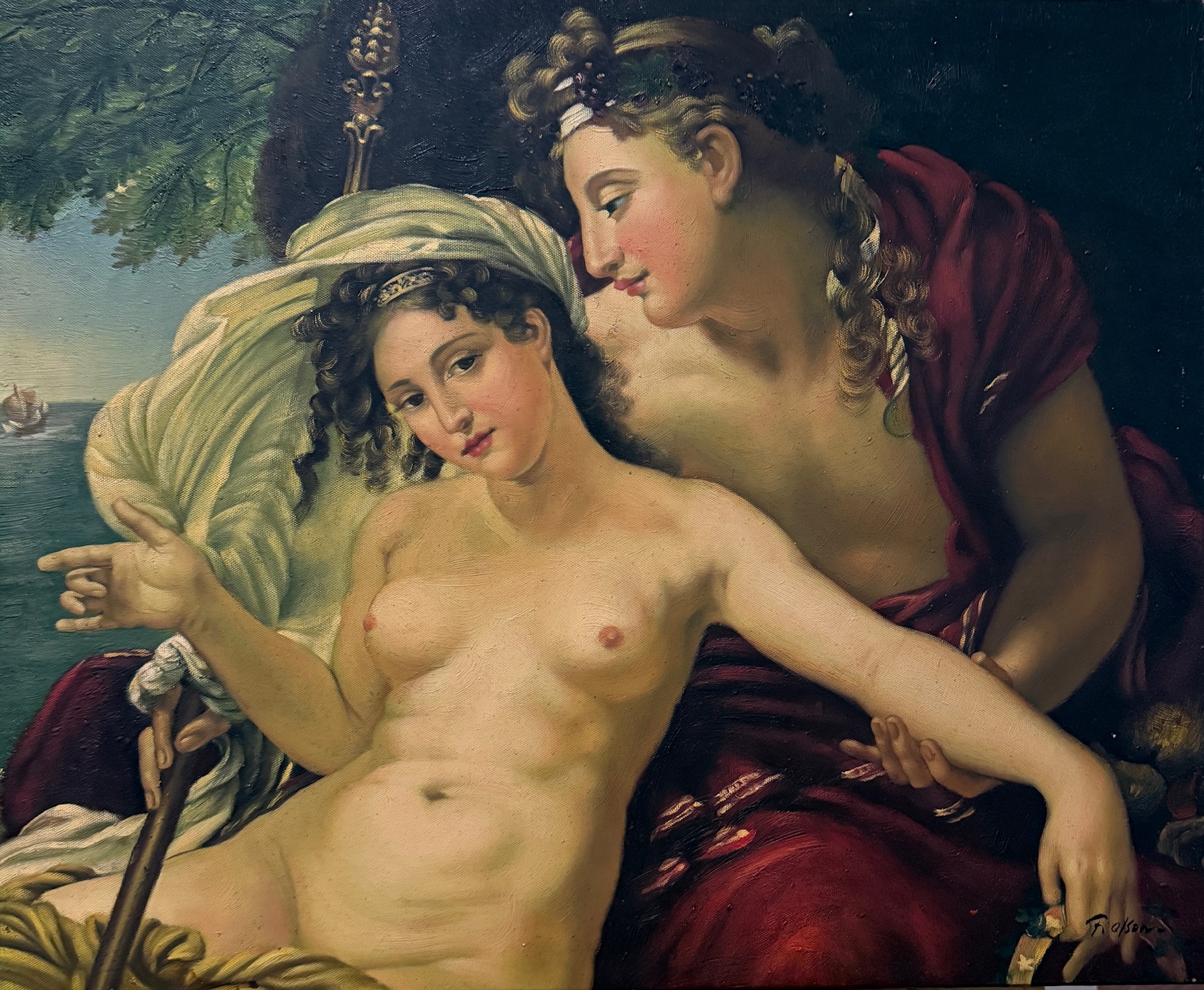 Scène Amoureuse Mythologique - 20E Eeuw Ecole Moderne – Image 1
