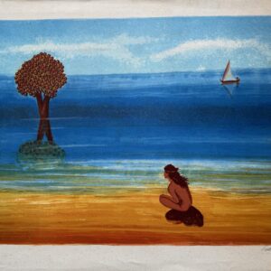 Personnage Accroupi sur une Plage. - Zeller Fred