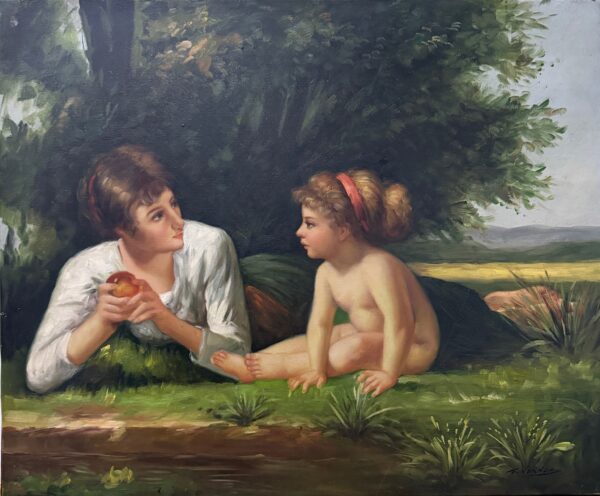 Enfants Jouant Sous un Arbre - F Vernos Xx