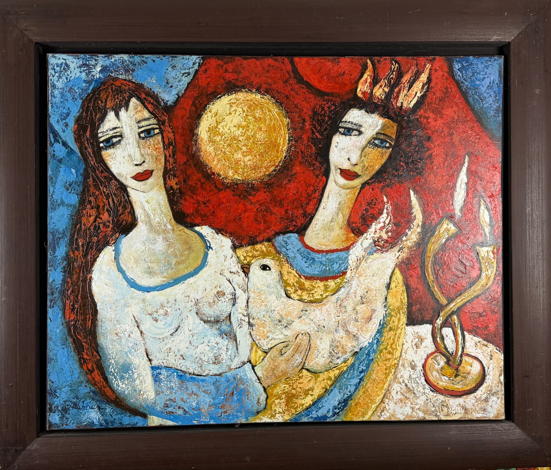 Femme A la Colombe au Chandelier - Julius Dresner – Image 1