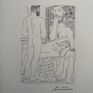Sculpteur, Modèle Couché et Autoportrait en Hercule - Pablo Picasso