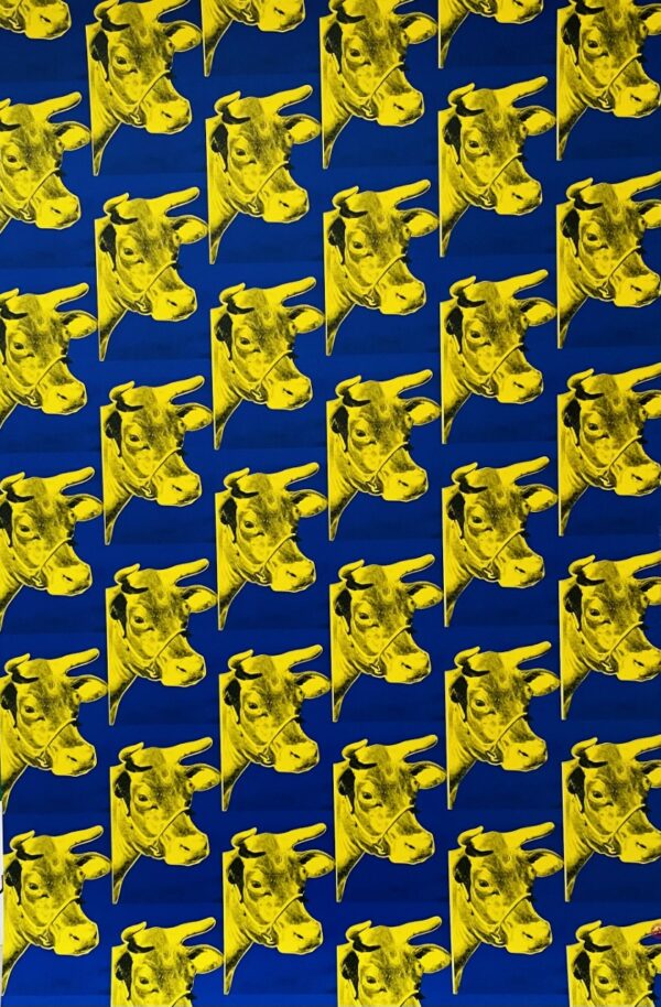 Vache Jaune sur Fond Bleu - Andy Warhol
