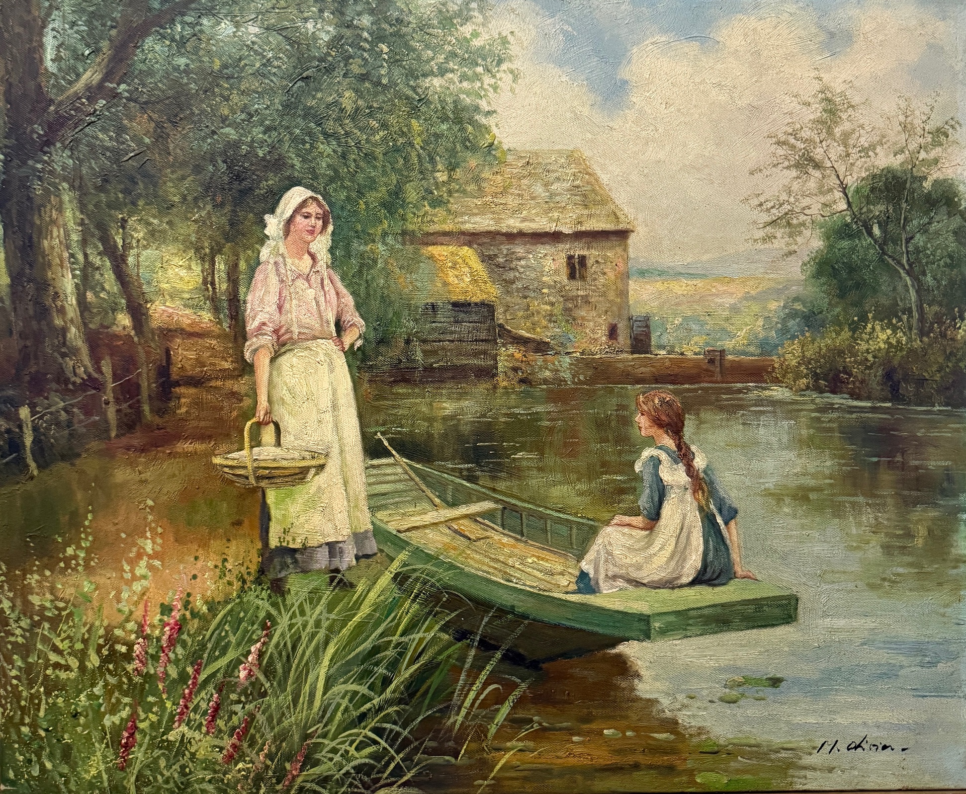 Femme et Enfant au Bord de L’eau - Marcel Xxe Olivier – Image 1