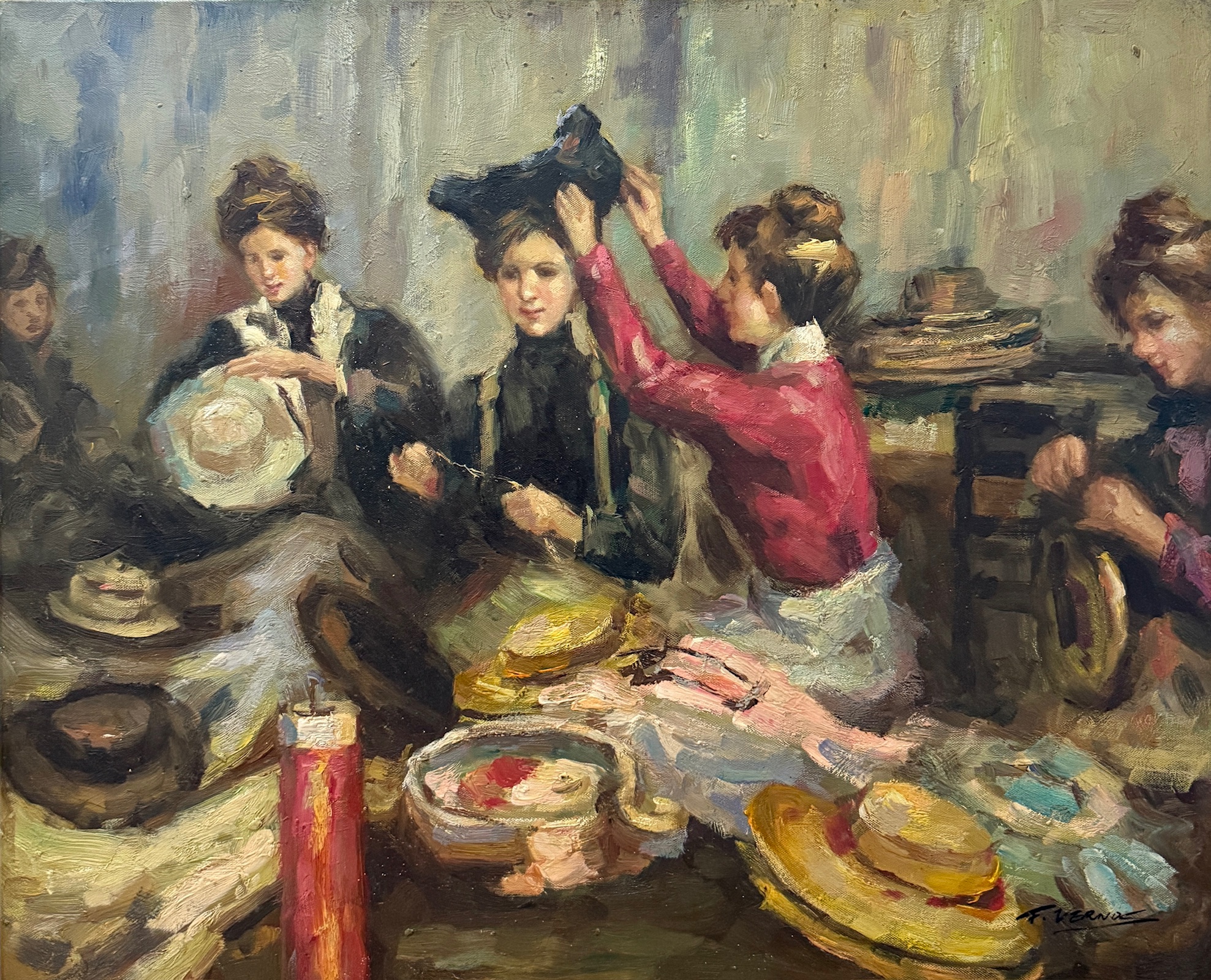 Scène de Repas Familial - F Vernos  Xx – Image 1