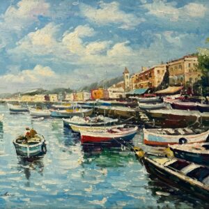 Port Ensoleillé aux Barques - Edouard Guilleux  Xx
